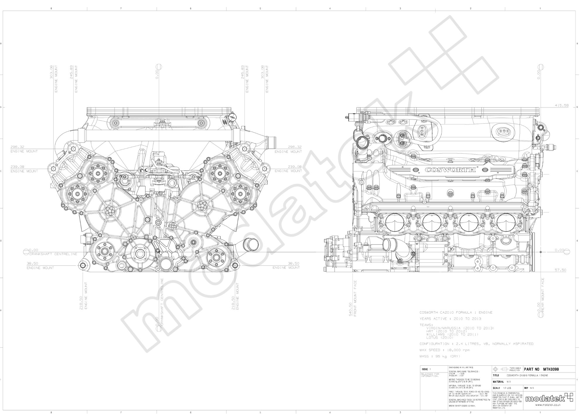 Cosworth CA2010 F1 Engine Drawing (with banner)